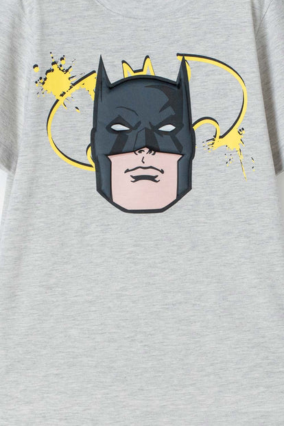 CAMISETA DE BATMAN MANGA CORTA GRIS JASPE PARA NIÑO