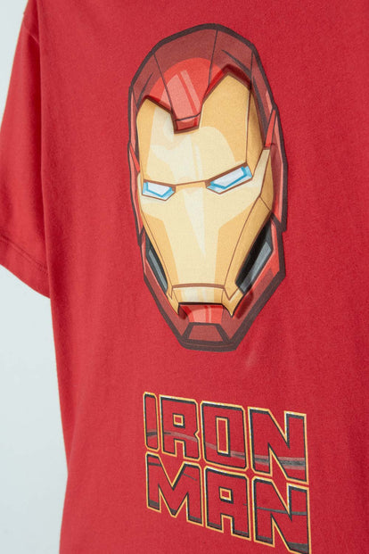 CAMISETA DE IRONMAN MANGA CORTA ROJA PARA NIÑO