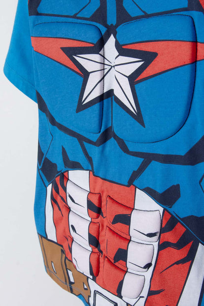CAMISETA DEL CAPITÁN AMERICA CON CAPUCHA AZUL PARA NIÑO