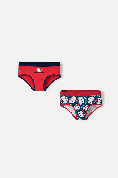 PACK X2 PANTIES DE HELLO KITTY ROJO Y AZUL PARA NIÑA