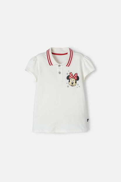 CAMISETA TIPO POLO DE MINNIE MOUSE MARFIL PARA NIÑA – MIC Ecuador