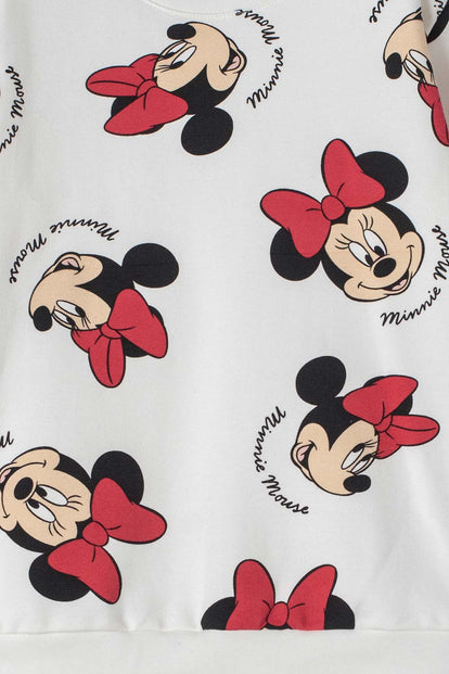  CONJUNTO DE MINNIE MOUSE CON PANTALÓN LARGO MARFIL PARA NIÑA