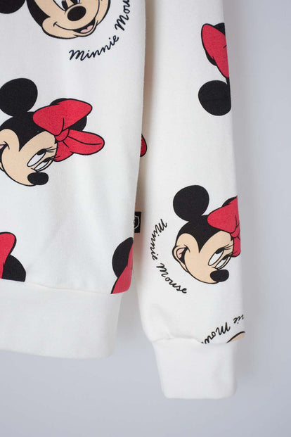 CONJUNTO DE MINNIE MOUSE CON PANTALÓN LARGO MARFIL PARA NIÑA