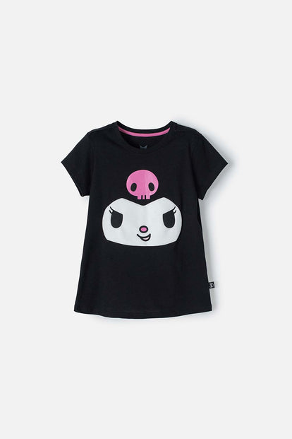  CAMISETA DE KUROMI MANGA CORTA NEGRA PARA NIÑA