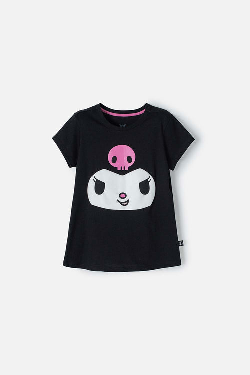 CAMISETA DE KUROMI MANGA CORTA NEGRA PARA NIÑA