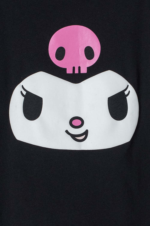 CAMISETA DE KUROMI MANGA CORTA NEGRA PARA NIÑA