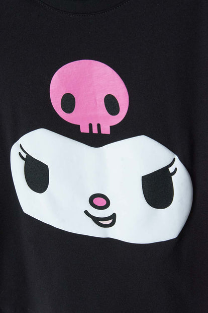 CAMISETA DE KUROMI MANGA CORTA NEGRA PARA NIÑA