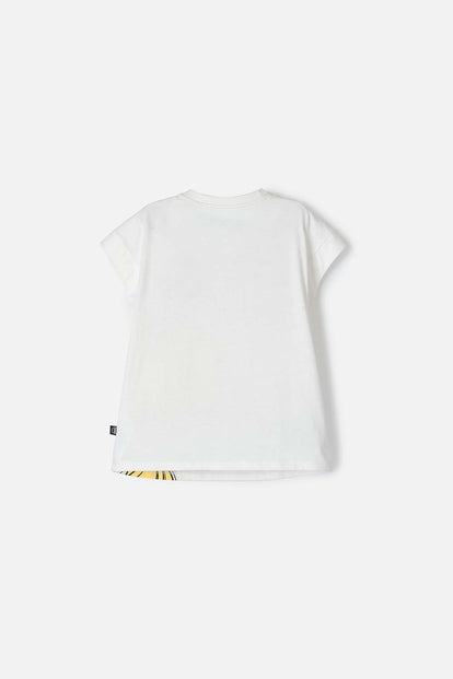 CAMISETA DE BARBIE MANGA CORTA MARFIL PARA NIÑA