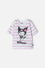 CAMISETA DE KUROMI ROSADA Y BLANCA CON DISEÑO A RAYAS PARA NIÑA