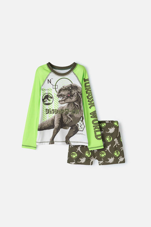 Card slide image -  CONJUNTO DE BAÑO DE JURASSIC WORLD VERDE Y MARFIL PARA NIÑO
