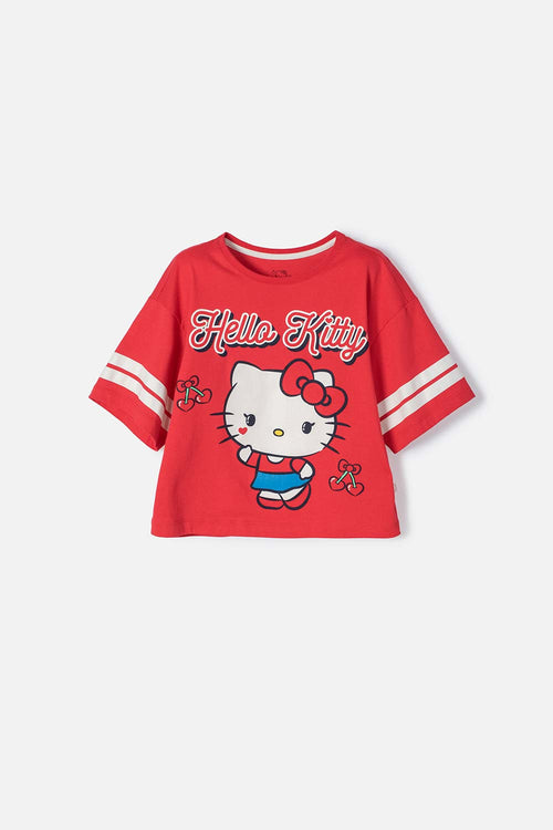 Card slide image -  CAMISETA DE HELLO KITTY MANGA CORTA ROJO/ROSADO PARA NIÑA