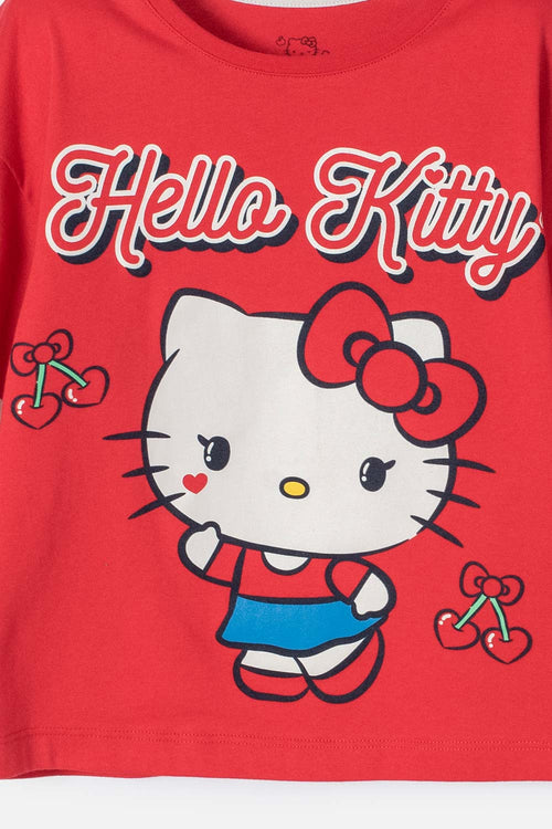 Card slide image -  CAMISETA DE HELLO KITTY MANGA CORTA ROJO/ROSADO PARA NIÑA