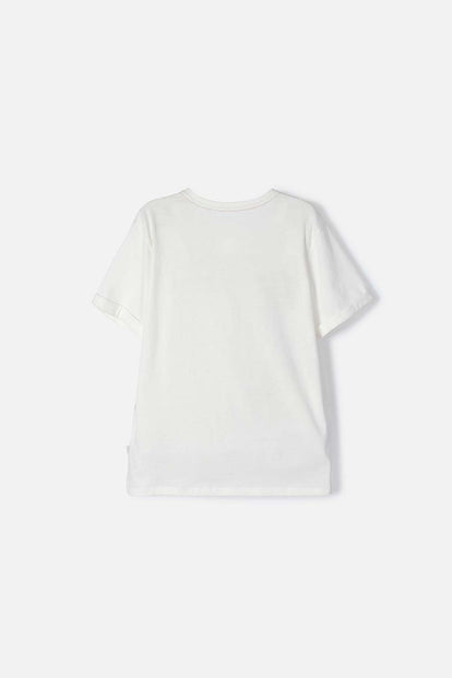 CAMISETA DE HELLO KITTY MANGA CORTA MARFIL PARA NIÑA