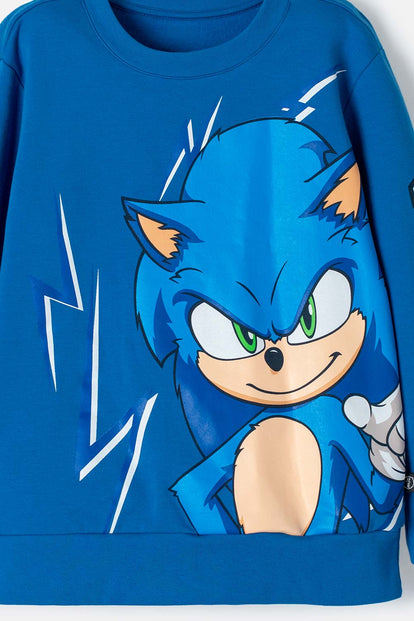 BUZO DE SONIC CERRADO AZUL PARA NIÑO