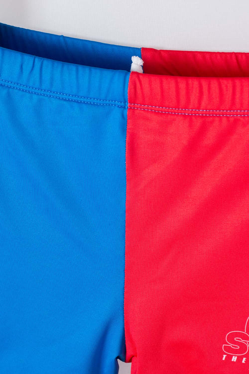 CONJUNTO DE BAÑO DE SONIC MANGA LARGA AZUL Y ROJO PARA NIÑO