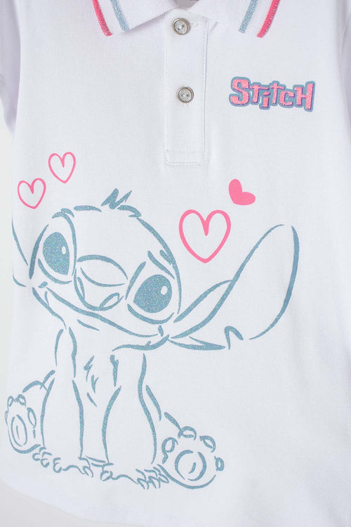 Card slide image -  CAMISETA TIPO POLO DE STITCH BLANCO PARA NIÑA