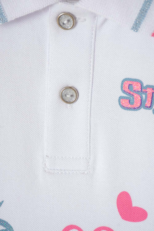 Card slide image -  CAMISETA TIPO POLO DE STITCH BLANCO PARA NIÑA