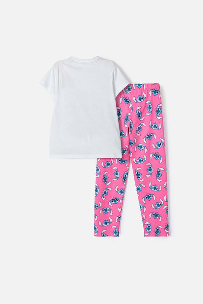 PIJAMA DE STITCH BLANCA DE PANTALÓN LARGO PARA NIÑA