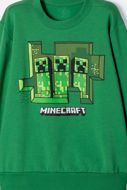 BUZO DE MINECRAFT CERRADO VERDE PARA NIÑO