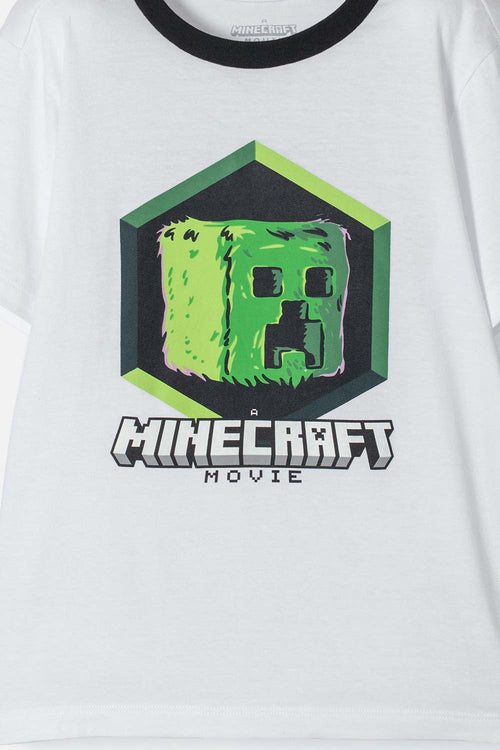 Card slide image -  PIJAMA DE MINECRAFT CON PANTALÓN CORTO BLANCO Y NEGRO PARA NIÑO