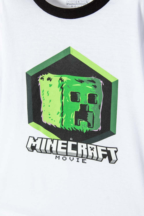 Card slide image -  PIJAMA DE MINECRAFT CON PANTALÓN CORTO BLANCO Y NEGRO PARA NIÑO
