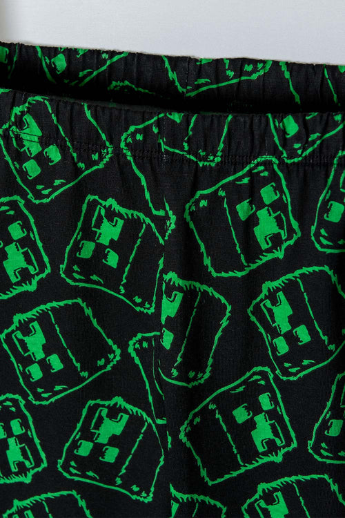 Card slide image -  PIJAMA DE MINECRAFT CON PANTALÓN CORTO BLANCO Y NEGRO PARA NIÑO