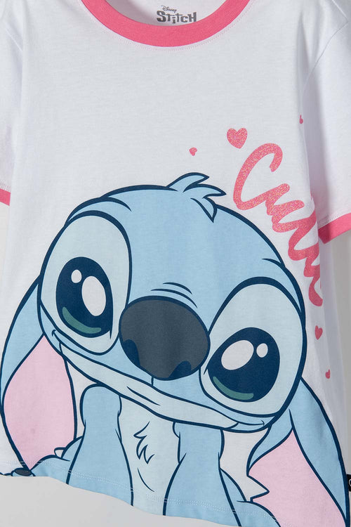 Card slide image -  CAMISETA DE STITCH BLANCA ESTAMPADA EN FRENTE PARA NIÑA