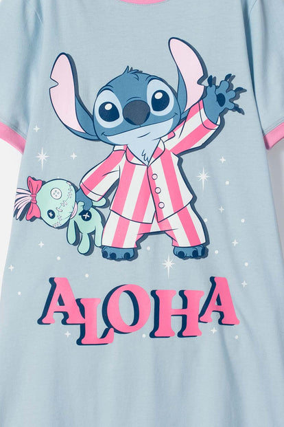 PIJAMA DE STITCH AZUL TIPO BATOLA PARA NIÑA