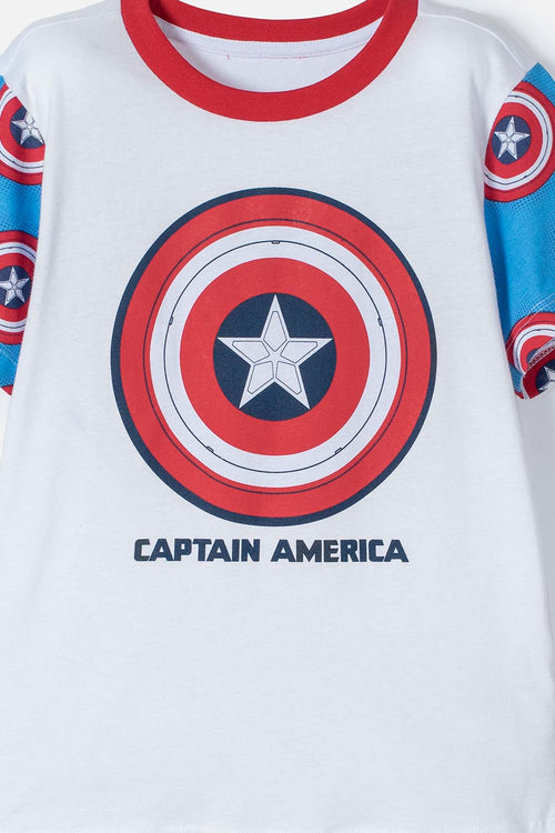 PIJAMA DEL CAPITÁN AMÉRICA AZUL Y ROJA DE PANTALÓN LARGO PARA NIÑO