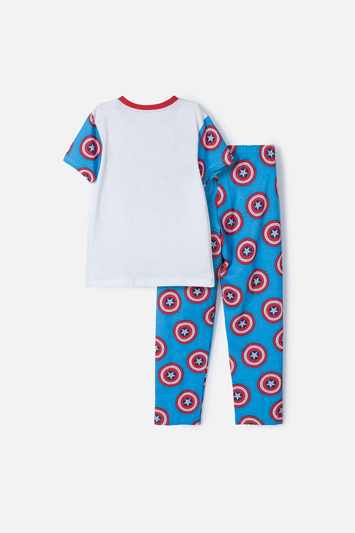 PIJAMA DEL CAPITÁN AMÉRICA AZUL Y ROJA DE PANTALÓN LARGO PARA NIÑO