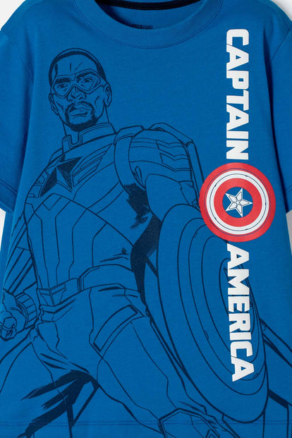 CAMISETA DEL CAPITÁN AMÉRICA AZUL MANGA CORTA PARA NIÑO – MIC Ecuador