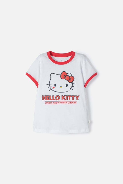 Card slide image -  CAMISETA DE HELLO KITTY MANGA CORTA BLANCA PARA NIÑA