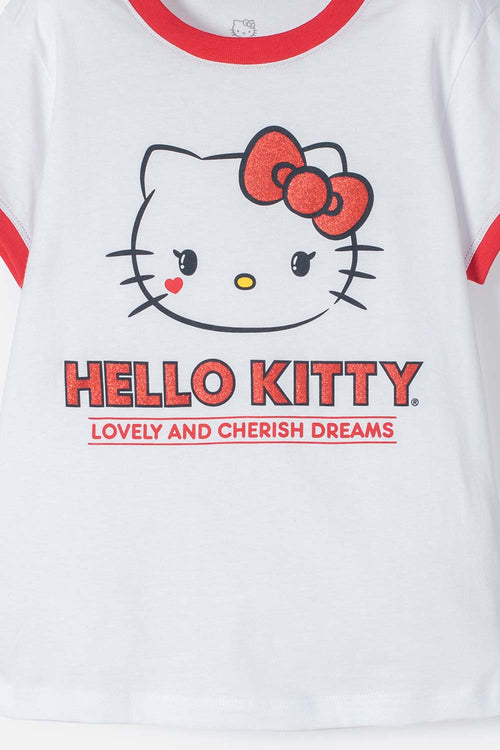 Card slide image -  CAMISETA DE HELLO KITTY MANGA CORTA BLANCA PARA NIÑA