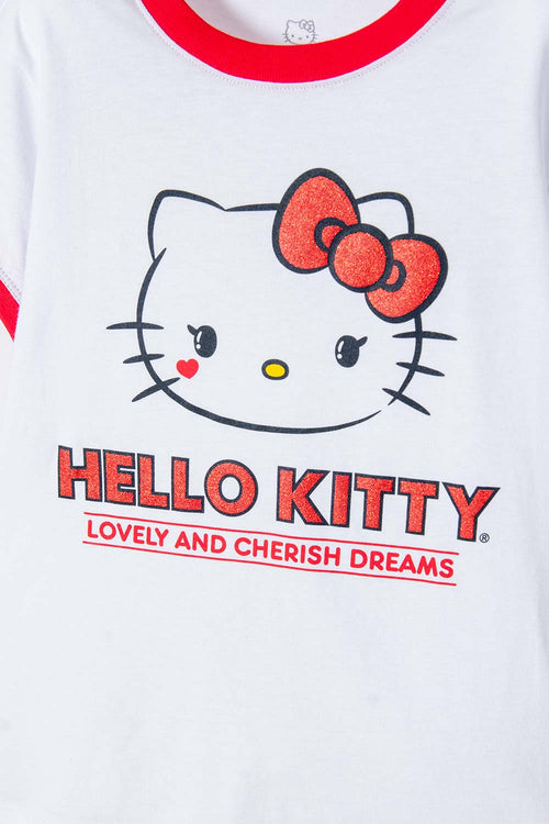 Card slide image -  CAMISETA DE HELLO KITTY MANGA CORTA BLANCA PARA NIÑA