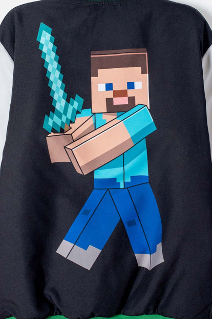 CHAQUETA DE MINECRAFT CON CIERRE MARFIL Y NEGRO PARA NIÑO