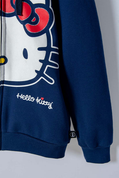 BUZO DE HELLO KITTY CON CIERRE AZUL PARA NIÑA