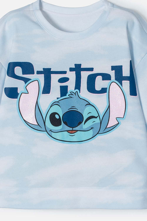 Card slide image -  CONJUNTO DE STITCH PANTALÓN AMPLIO AZUL PARA NIÑA