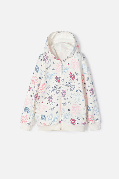 Card slide image -  CHAQUETA DE STITCH MARFIL CON CAPUCHA PARA NIÑA