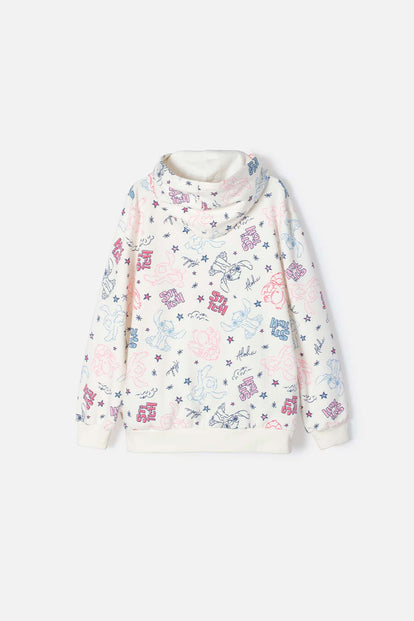 CHAQUETA DE STITCH MARFIL CON CAPUCHA PARA NIÑA