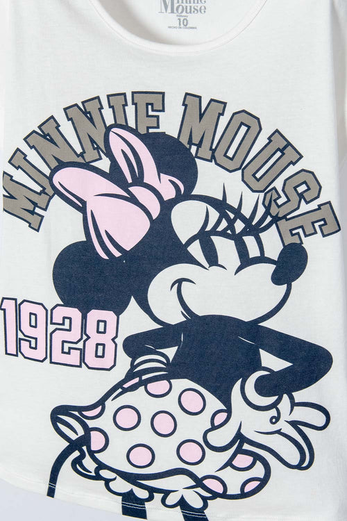 Card slide image -  CAMISETA DE MINNIE MOUSE MARFIL MANGA CORTA PARA NIÑA