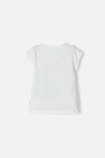 CAMISETA DE MINNIE MOUSE MARFIL MANGA CORTA PARA NIÑA