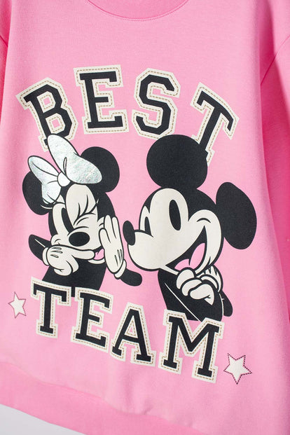BUZO DE MINNIE MOUSE ROSADO DE DISEÑO CERRADO PARA NIÑA