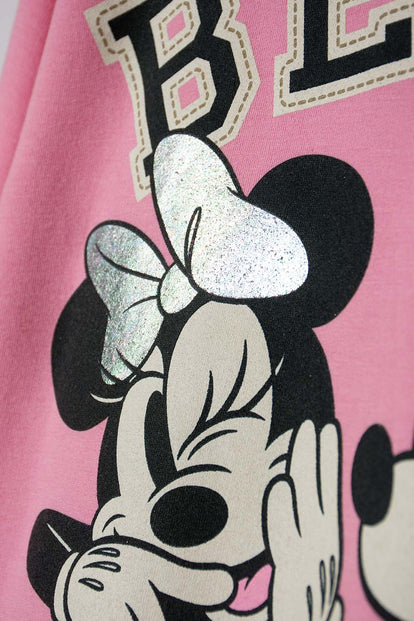 BUZO DE MINNIE MOUSE ROSADO DE DISEÑO CERRADO PARA NIÑA