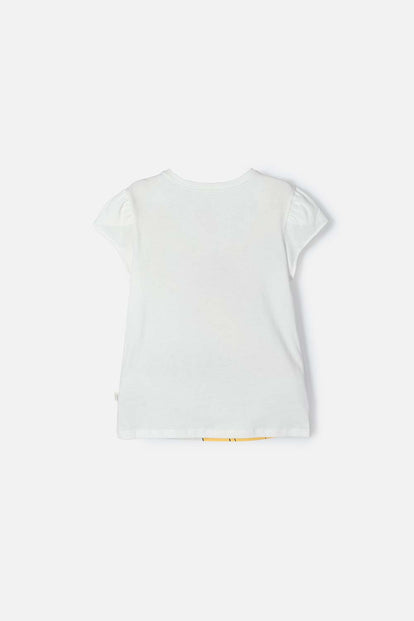 CAMISETA PRINCESAS DISNEY MANGA CORTA MARFIL PARA NIÑA