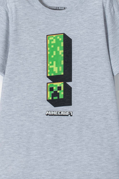 CAMISETA DE MINECRAFT MANGA CORTA GRIS PARA NIÑO