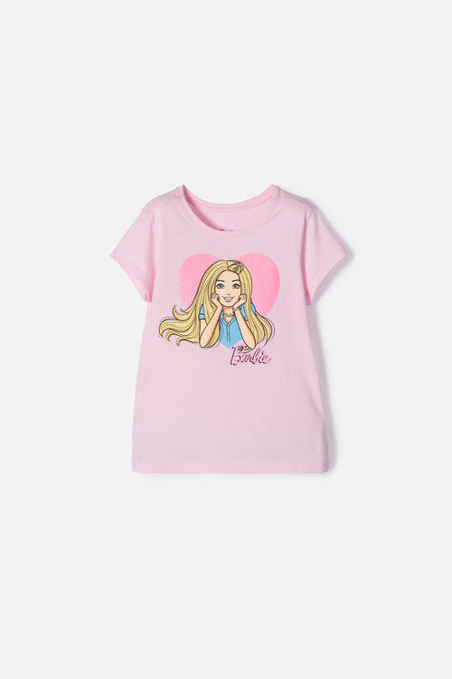 Card slide image -  CAMISETA DE BARBIE MANGA CORTA ROSADA PARA NIÑA