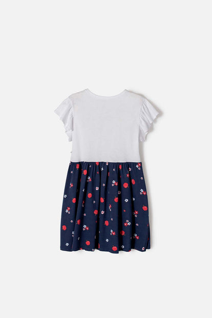 VESTIDO DE BLANCANIEVES BLANCO Y AZUL DE MANGA CORTA PARA NIÑA