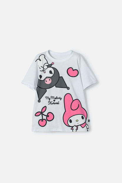  CAMISETA MY MELODY & KUROMI BLANCO PARA NIÑA