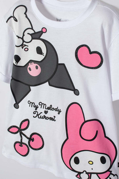  CAMISETA MY MELODY & KUROMI BLANCO PARA NIÑA