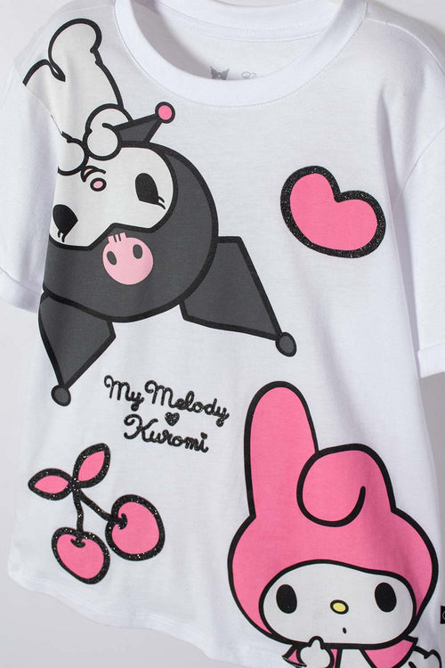 Card slide image -  CAMISETA MY MELODY & KUROMI BLANCO PARA NIÑA